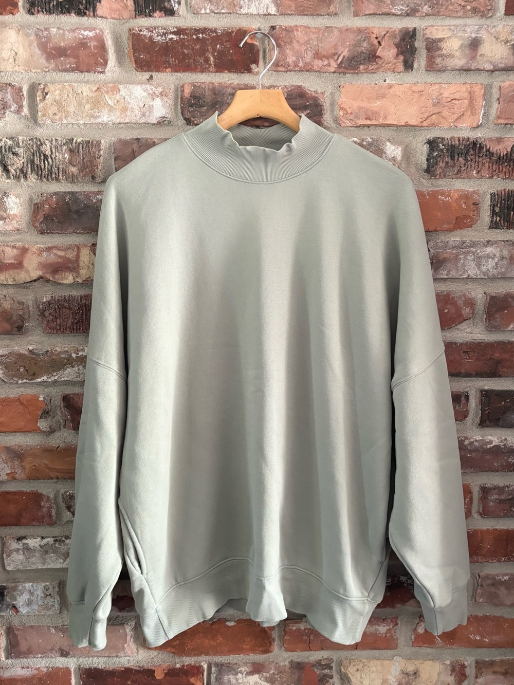 TNA Aritzia Green Mockneck Tunic Sweatshirt